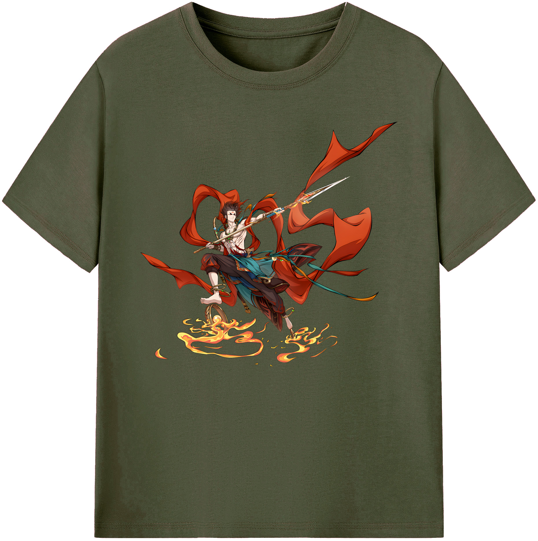 （画像用） Ne Zha 2 ナタ 魔童の大暴れ 綿100％ メンズ半袖Tシャツ｜肌触りやわらか＆通気性
